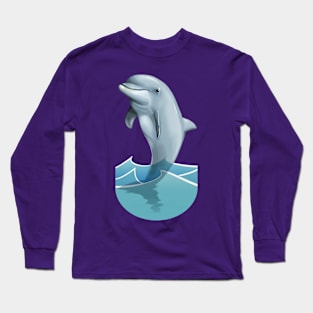 Beautiful Dolphin Jumping from Water Long Sleeve T-Shirt